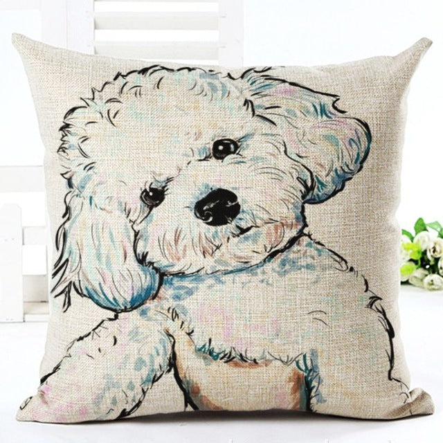 Square Cotton Linen Dog Sofa Pillow Case