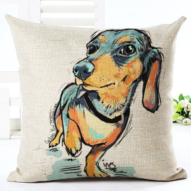 Square Cotton Linen Dog Sofa Pillow Case