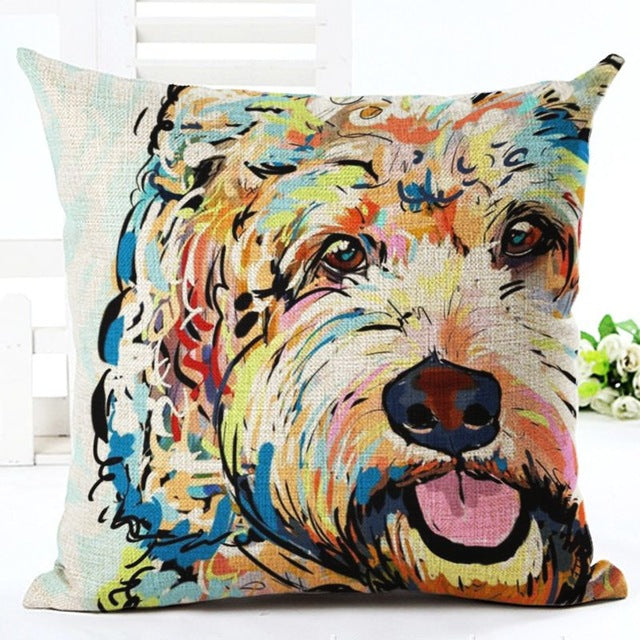 Square Cotton Linen Dog Sofa Pillow Case