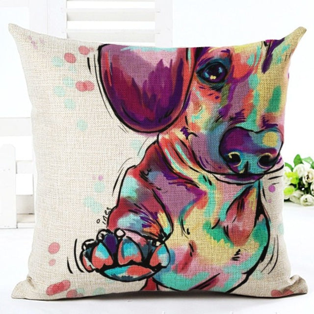 Square Cotton Linen Dog Sofa Pillow Case