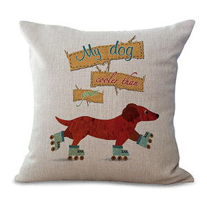 Square 18" Cotton Linen Dogs Seat Pillow Case