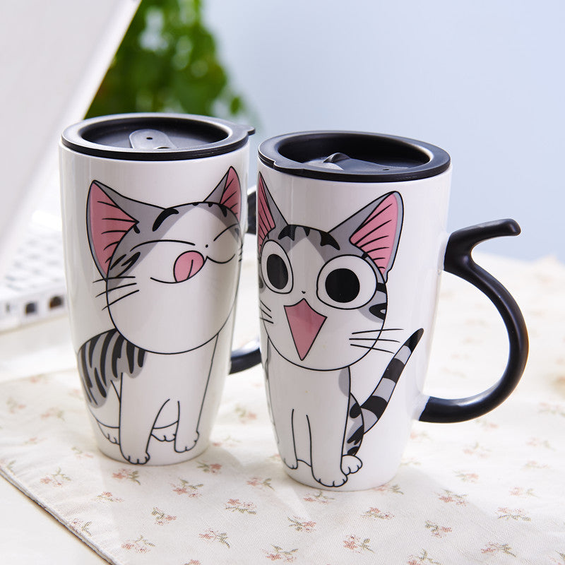 Cat Ceramics Mug w/Lid