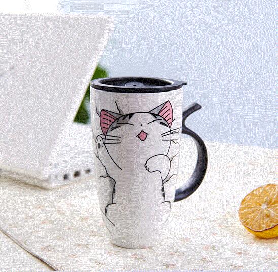 Cat Ceramics Mug w/Lid