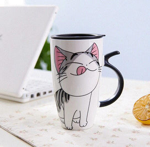 Cat Ceramics Mug w/Lid