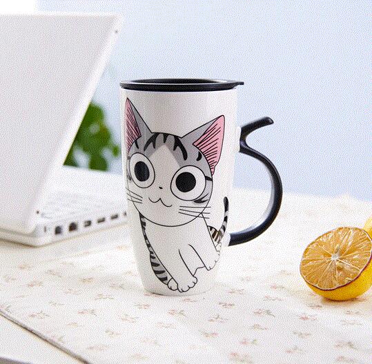 Cat Ceramics Mug w/Lid