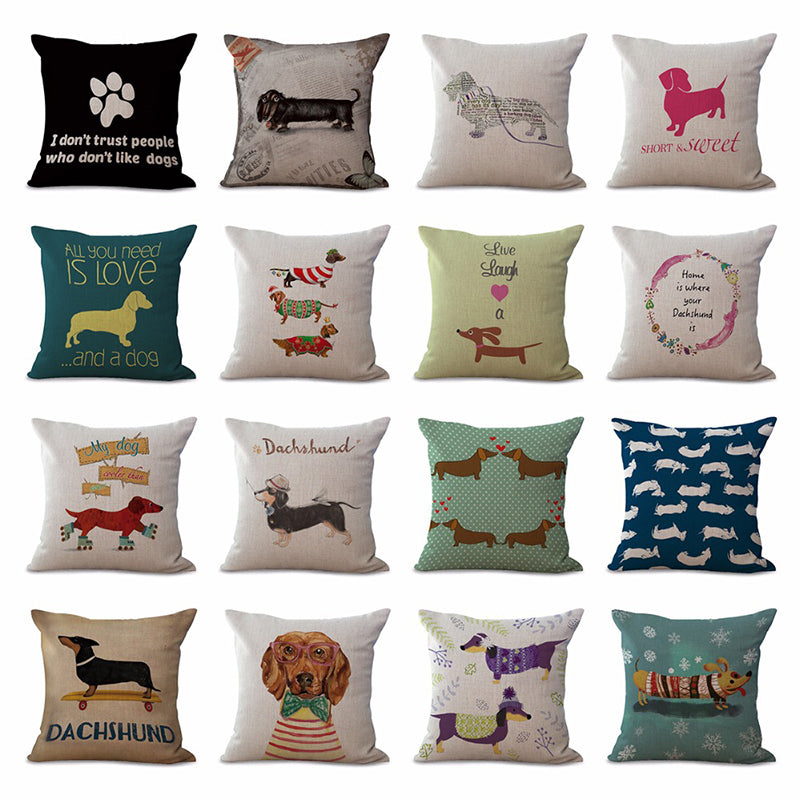 Square 18" Cotton Linen Dogs Seat Pillow Case