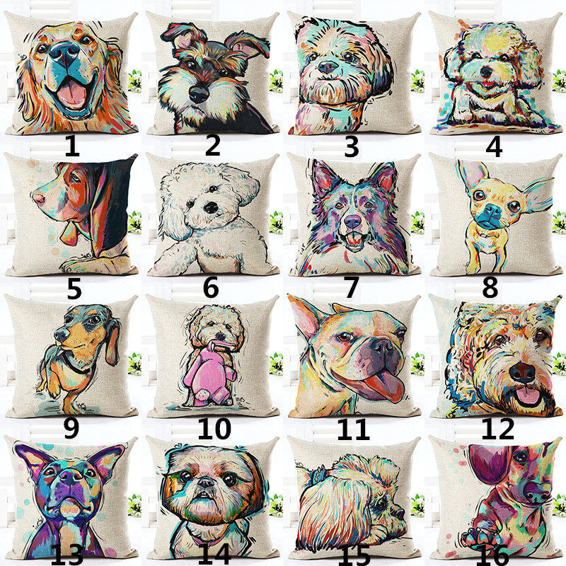 Square Cotton Linen Dog Sofa Pillow Case